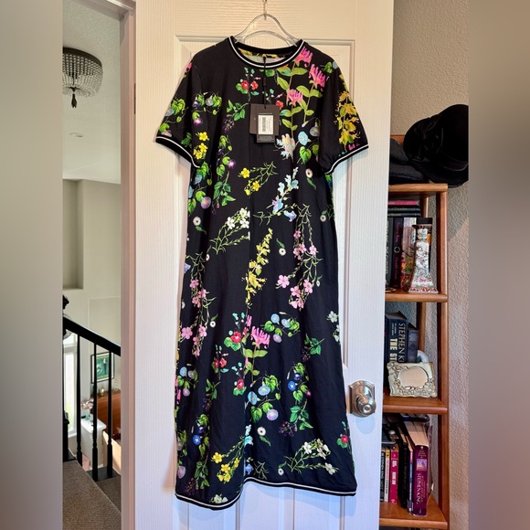 NWT Cynthia Rowley Botanical Tee Floral Black Dress 100% Cotton - XL - $198 Rtl - Picture 2 of 12